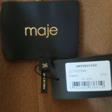 Maje Vottam Belted Wrap Jacket Camel Double-Faced Wool Size 36 NEW