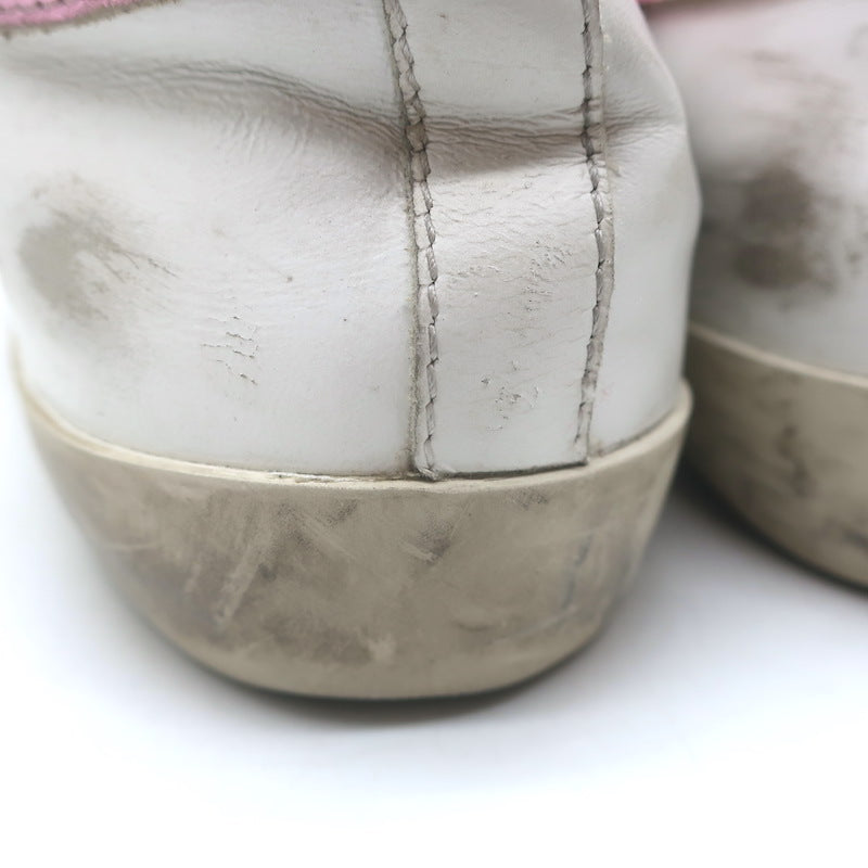 Golden Goose Superstar Gingham Star Sneakers White/Pink Metallic Leather Size 36