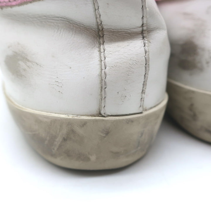 Golden Goose Superstar Gingham Star Sneakers White/Pink Metallic Leather Size 36