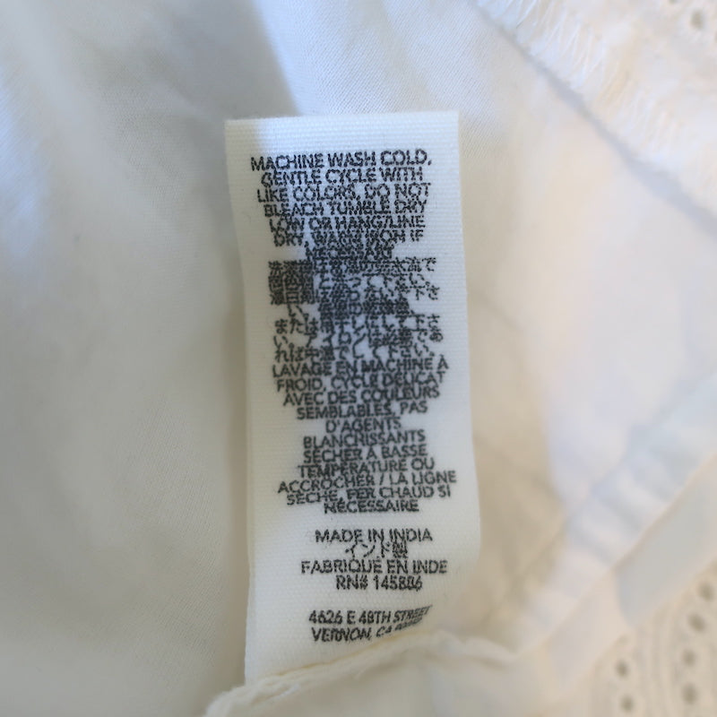 THE GREAT The Cachet Eyelet Lace-Trimmed Midi Dress White Cotton Size 0