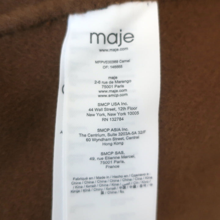 Maje Vottam Belted Wrap Jacket Camel Double-Faced Wool Size 36 NEW