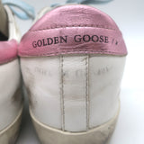 Golden Goose Superstar Gingham Star Sneakers White/Pink Metallic Leather Size 36