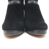 Loro Piana Platform Booties Black Leather & Suede Size 37.5 High Heel Ankle Boot