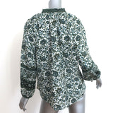 Veronica Beard Tassel Top Green Floral Print Size Large Long Sleeve Blouse
