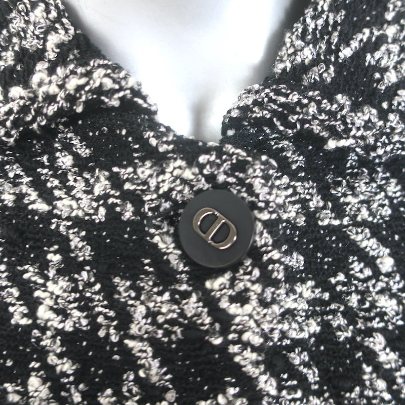 Christian Dior Houndstooth Tweed Skirt Suit Black/White Cotton-Blend Size US 2/4