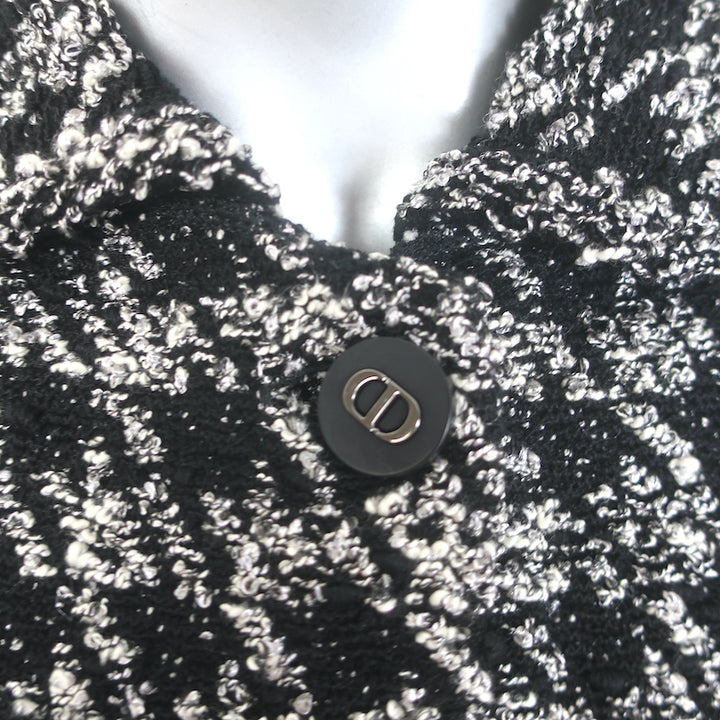 Christian Dior Houndstooth Tweed Skirt Suit Black/White Cotton-Blend Size US 2/4
