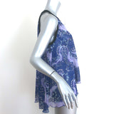 Giambattista Valli Trapeze Tank Top Navy/Purple Floral Print Chiffon Size 38