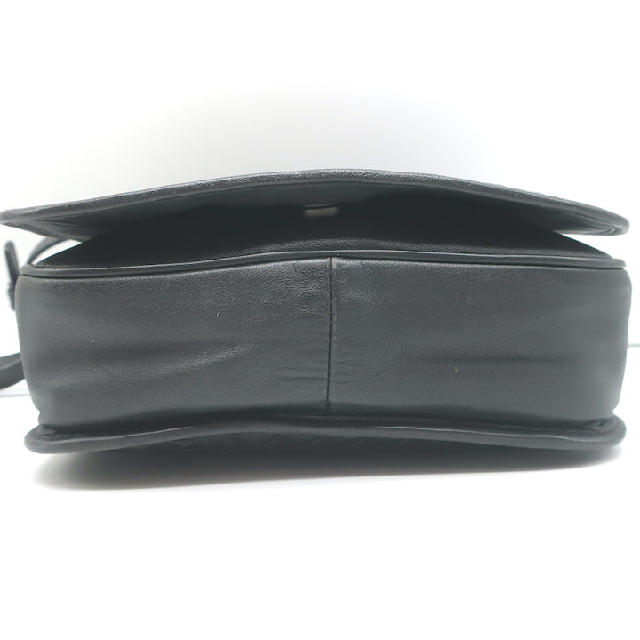 Bottega Veneta Woven Flap Small Crossbody Bag Charcoal Intrecciato Leather