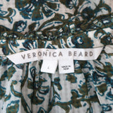 Veronica Beard Tassel Top Green Floral Print Size Large Long Sleeve Blouse