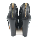 Loro Piana Platform Booties Black Leather & Suede Size 37.5 High Heel Ankle Boot