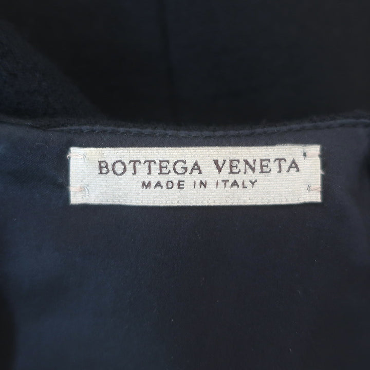 Bottega Veneta Sleeveless Ruffled Peplum Dress Black Wool Crepe Size 40