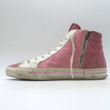 Golden Goose Slide High Top Sneakers Pink Canvas & Suede Size 40
