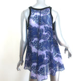 Giambattista Valli Trapeze Tank Top Navy/Purple Floral Print Chiffon Size 38