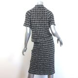 Christian Dior Houndstooth Tweed Skirt Suit Black/White Cotton-Blend Size US 2/4