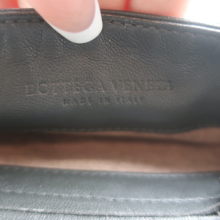 Bottega Veneta Woven Flap Small Crossbody Bag Charcoal Intrecciato Leather