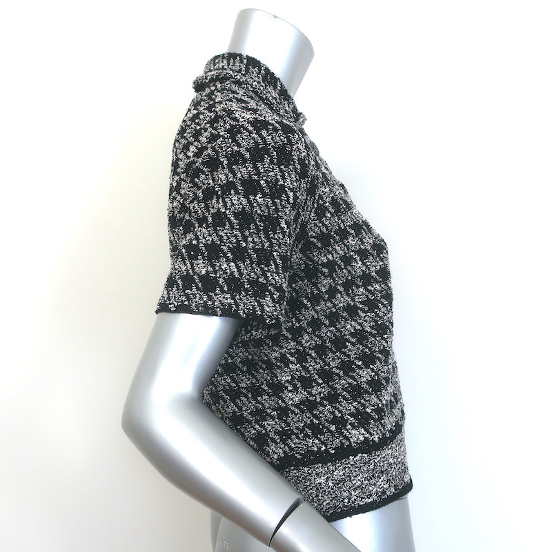 Christian Dior Houndstooth Tweed Skirt Suit Black/White Cotton-Blend Size US 2/4