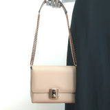 Serapian Chain Strap Crossbody Beige Textured Leather Small Shoulder Bag