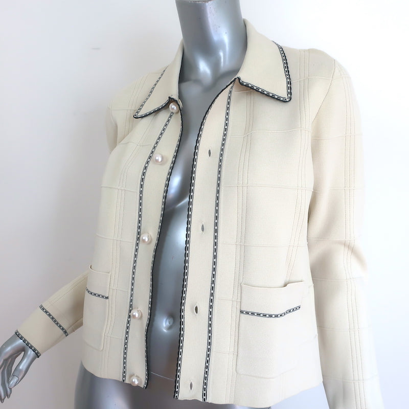 Sandro Lore Faux Pearl-Button Cardigan Ecru Stretch Knit Size 3