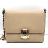 Serapian Chain Strap Crossbody Beige Textured Leather Small Shoulder Bag