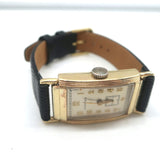 Vintage 1930s Longines 10k Gold-Filled Watch with Black Leather Band Unisex
