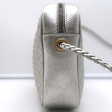 Gucci Trapuntata Small Camera Bag Silver Metallic Quilted Leather Crossbody