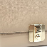 Serapian Chain Strap Crossbody Beige Textured Leather Small Shoulder Bag