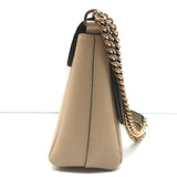 Serapian Chain Strap Crossbody Beige Textured Leather Small Shoulder Bag