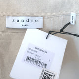 Sandro Lore Faux Pearl-Button Cardigan Ecru Stretch Knit Size 3