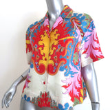 Etro Blooming Paisley Print Blouse Multicolor Silk Size 38 Short Sleeve Shirt