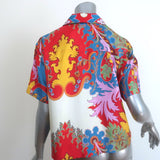 Etro Blooming Paisley Print Blouse Multicolor Silk Size 38 Short Sleeve Shirt