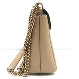 Serapian Chain Strap Crossbody Beige Textured Leather Small Shoulder Bag