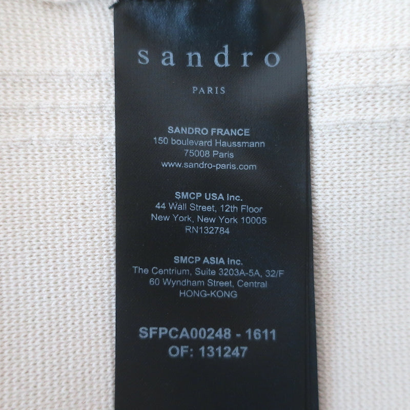 Sandro Lore Faux Pearl-Button Cardigan Ecru Stretch Knit Size 3