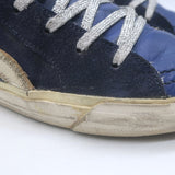 Golden Goose Slide High Top Sneakers Navy Suede & Croc-Embossed Leather Size 39