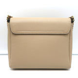 Serapian Chain Strap Crossbody Beige Textured Leather Small Shoulder Bag