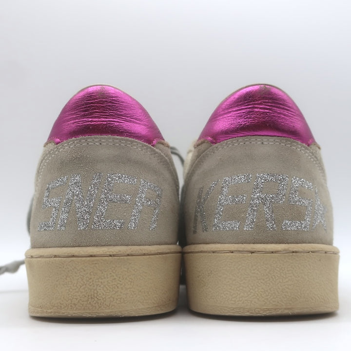 Golden Goose Ballstar rear pink tabs and glitter SNEAKERS