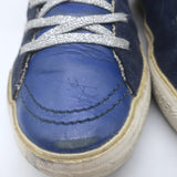 Golden Goose Slide High Top Sneakers Navy Suede & Croc-Embossed Leather Size 39