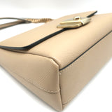 Serapian Chain Strap Crossbody Beige Textured Leather Small Shoulder Bag