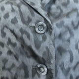 Christian Dior Mizza Bar Jacket Charcoal Leopard Print Silk Taffeta Size US 6