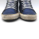 Golden Goose Slide High Top Sneakers Navy Suede & Croc-Embossed Leather Size 39