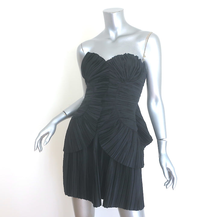 Cult Gaia Charlique Strapless Pleated Mini Dress Black Size 8 NEW