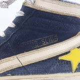 Golden Goose Slide High Top Sneakers Navy Suede & Croc-Embossed Leather Size 39
