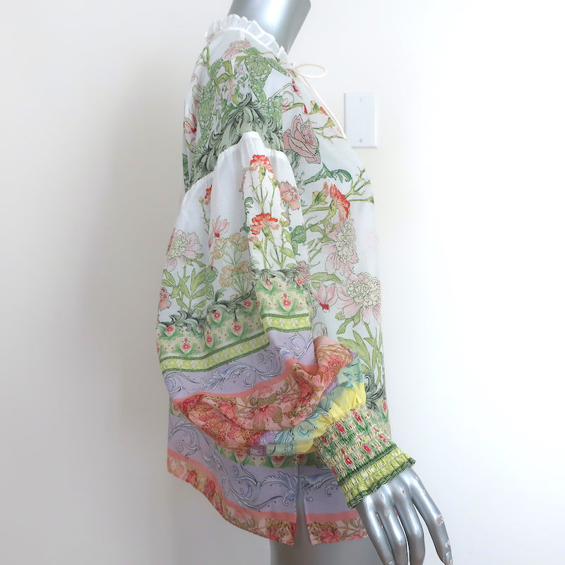 Alice + Olivia Long Sleeve Blouse Julius Floral Print Cotton-Silk Size Medium
