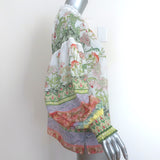 Alice + Olivia Long Sleeve Blouse Julius Floral Print Cotton-Silk Size Medium