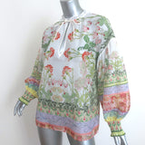 Alice + Olivia Long Sleeve Blouse Julius Floral Print Cotton-Silk Size Medium