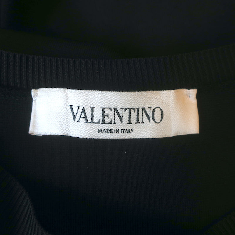 Valentino Ruffled-Side Tunic Top Black Knit Size Large
