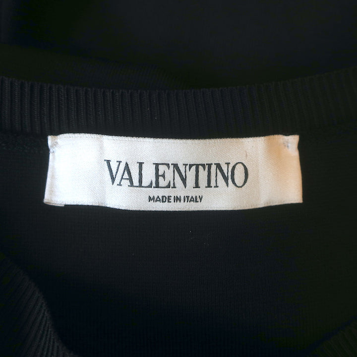 Valentino Ruffled-Side Tunic Top Black Knit Size Large