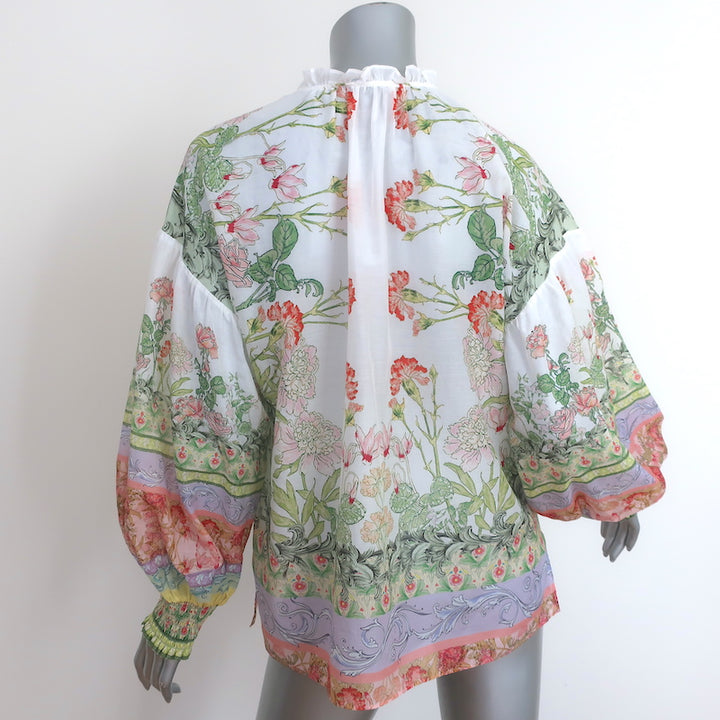 Alice + Olivia Long Sleeve Blouse Julius Floral Print Cotton-Silk Size Medium