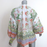Alice + Olivia Long Sleeve Blouse Julius Floral Print Cotton-Silk Size Medium