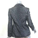 Christian Dior Mizza Bar Jacket Charcoal Leopard Print Silk Taffeta Size US 6