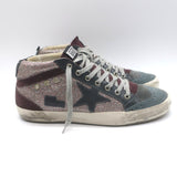 Golden Goose Mid Star Glitter Sneakers Purple/Gray Suede Size 40